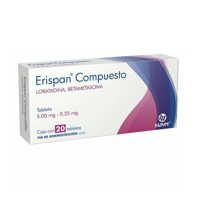 ERISPAN COMPUESTO 5 MG 0 25 MG C 10 TABLETA LORATADINA BETAMETASONA MAVER