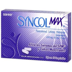 SYNCOL MAX T 12 PARACETAMOL CAFEINA PIRILAMINA COMPRIMIDOS GPO VI