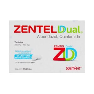 ZENTEL DUAL 200MG 150MG TAB 2 ALBENDAZOL Y QUINFAMIDA N GPO VI