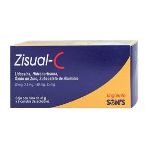 GI ZISUAL C C30G 50 2 5 180 35MG LIDOCAINA HIDROCORTISONA OXIDO DE ZINC SUBACETATO DE ALUMINIO SON´S