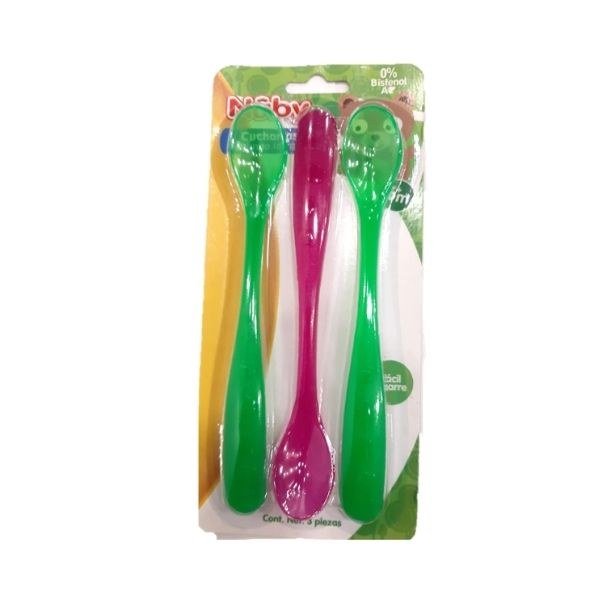 NUBY PACK CUCHARAS COLORES MANGO LARGO C/3
