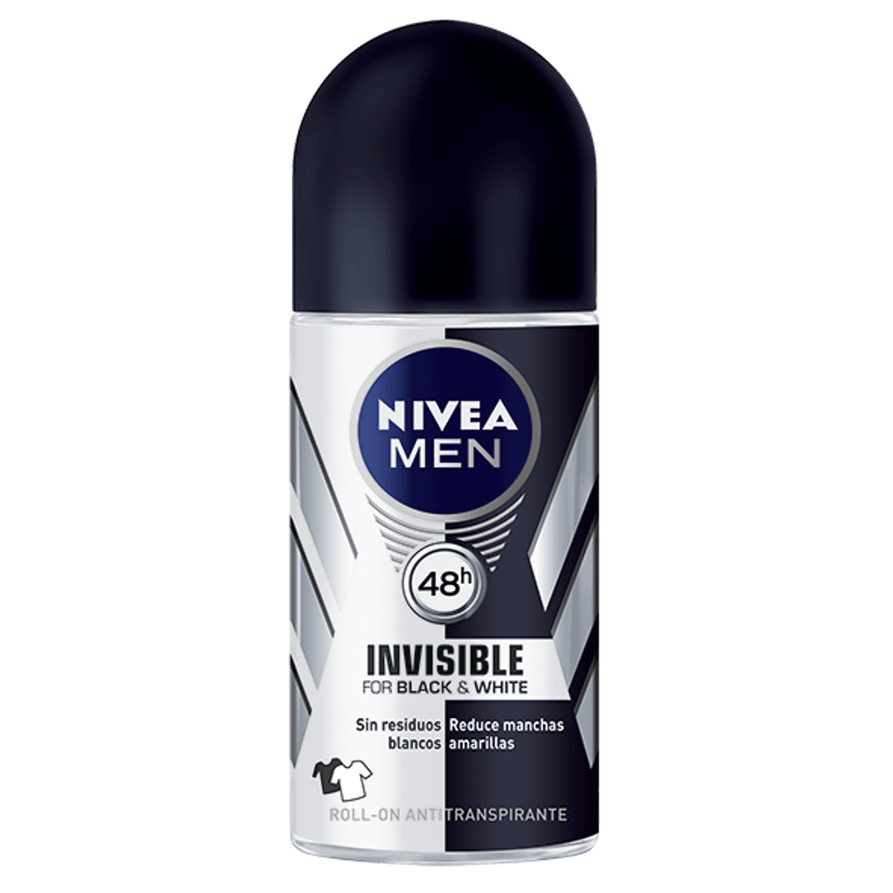 DESODORANTE NIVEA MEN BLACK&WHITE INVISIBLE 50ML ROLL-ON
