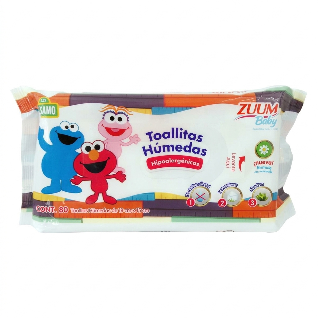 TOALLITAS HUMEDAS ZUUM BABY PLAZA SESAMO CON 80