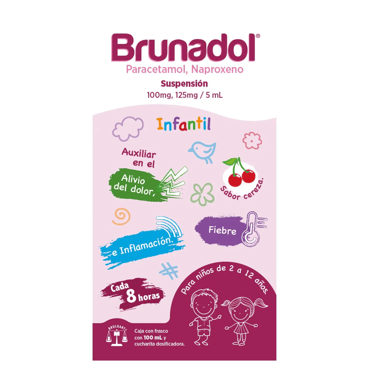 BRUNADOL NAPROXENO / PARACETAMOL 125 MG / 100 MG SUSPENSIÓN FRASCO CON 100 ML BRULUART (BRULUAGSA
