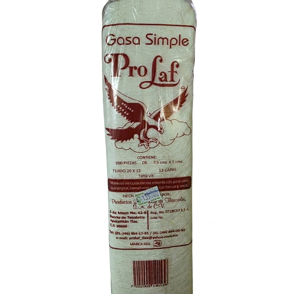 PROLAF GASA SIMPLE NO ESTERIL CON 200