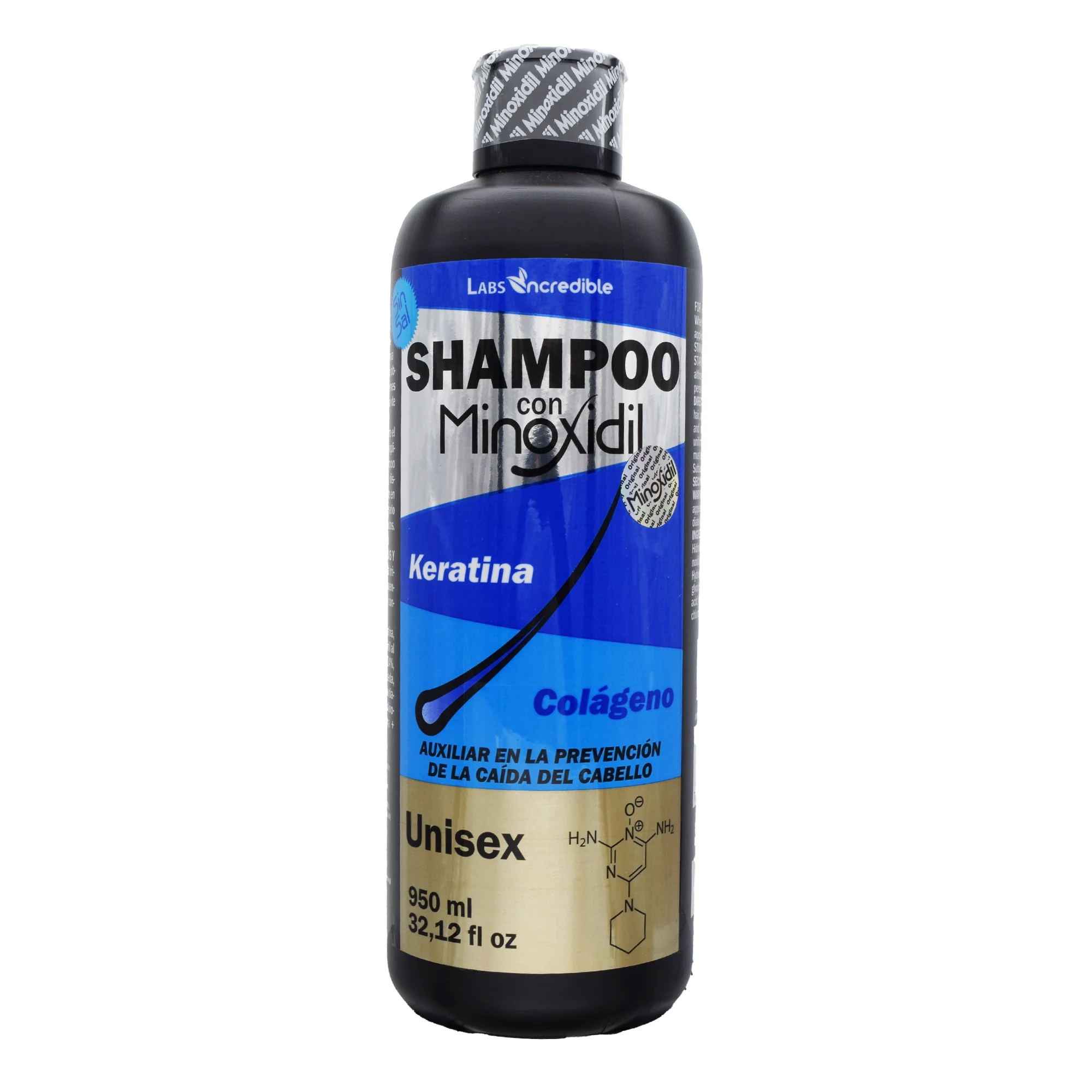 INCREDIBLE SHAMPOO CON KERATINA Y MINOXIDIL 950ML