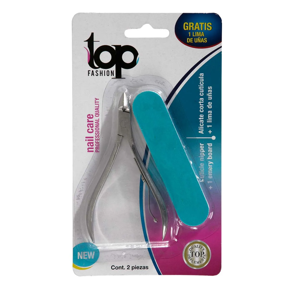 ALICATE CORTA CUTÍCULA + LIMA PARA UÑAS TOP FASHION